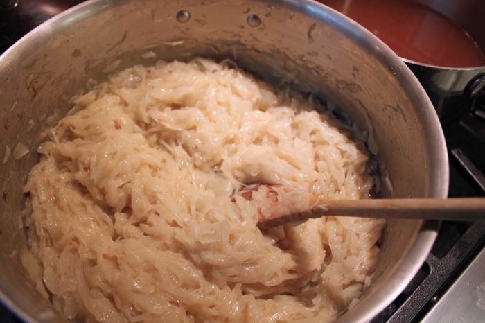 cooking down the onions